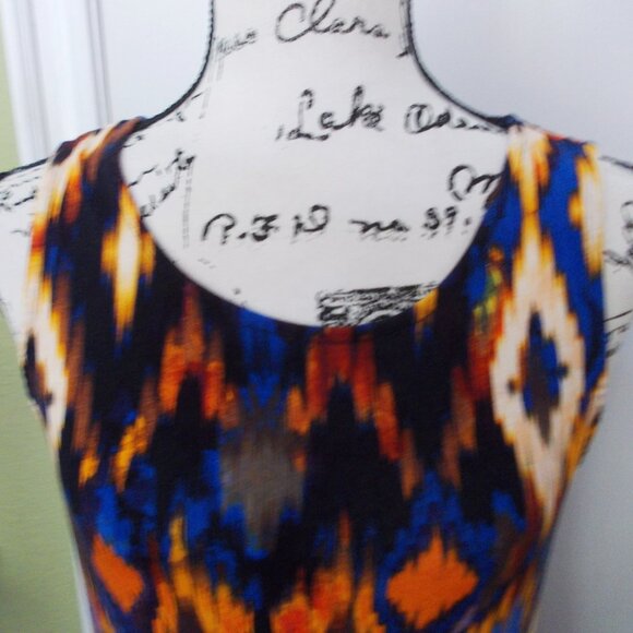 Cupio Blush Tribal Bodycon Tank Dress L - Picture 2 of 6